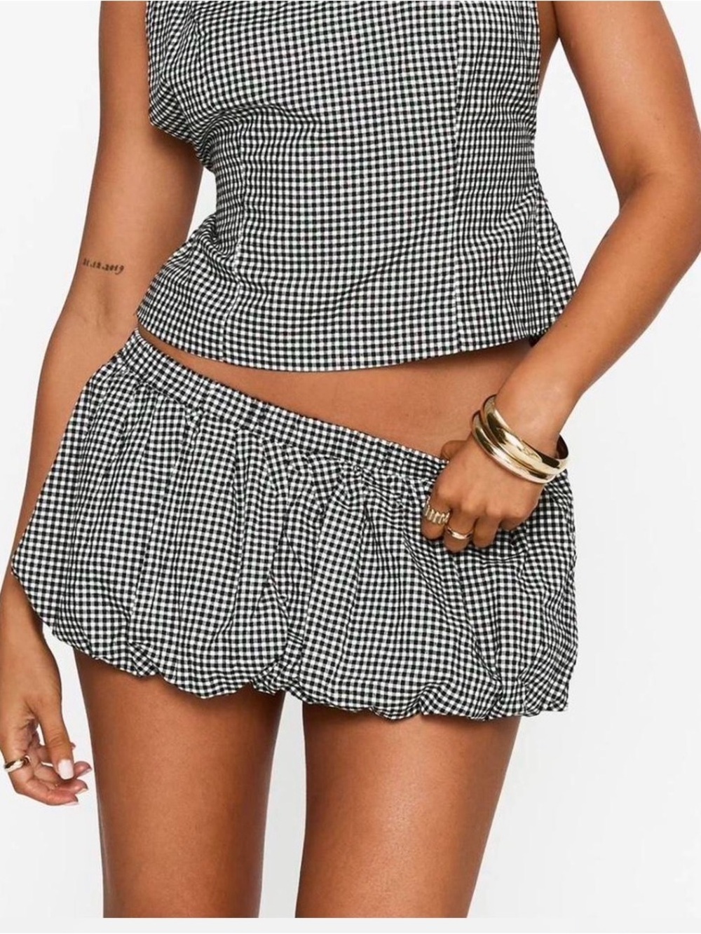 NWT Princess Polly More My Jam Cotton Blend Gingham bubble hem Shorts  size 6
